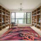 Pink Coral Palm Frond Scene Rug