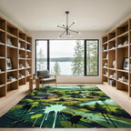 Rustic Farmhouse Landscape Ink Splatter Wall Art Rug