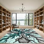 Teal Black Organic Swirl Cloud Rug