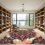 Coral Salmon Geometric Lotus Mandala Rug