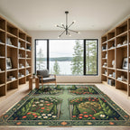 Vintage Sage Botanical Four Quarter Garden Rug