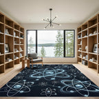 Futuristic Atomic Orbit Blue Glow Rug
