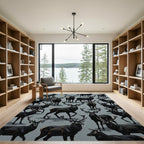 Black Stag Herd Majestic Wildlife Composition Rug