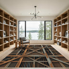 Industrial Cor-Ten Steel Geometric Lattice Rug