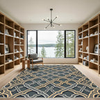 Intricate Golden Arched Lattice Gray Rug