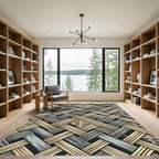 Woven Wood Textured Geometric Rug