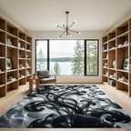 Ethereal Black Smoke Swirls Rug