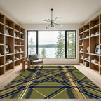 Olive Green and Navy Plaid Grid Rug