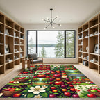 Red Apple Orchard Blossoms Collage Rug