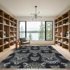 Monochrome Leopard Portrait Geometric Repeat Rug
