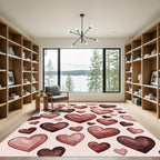 Watercolor Blush and Burgundy Hearts Rug
