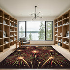 Golden Red Bursting Fireworks Celebration Rug