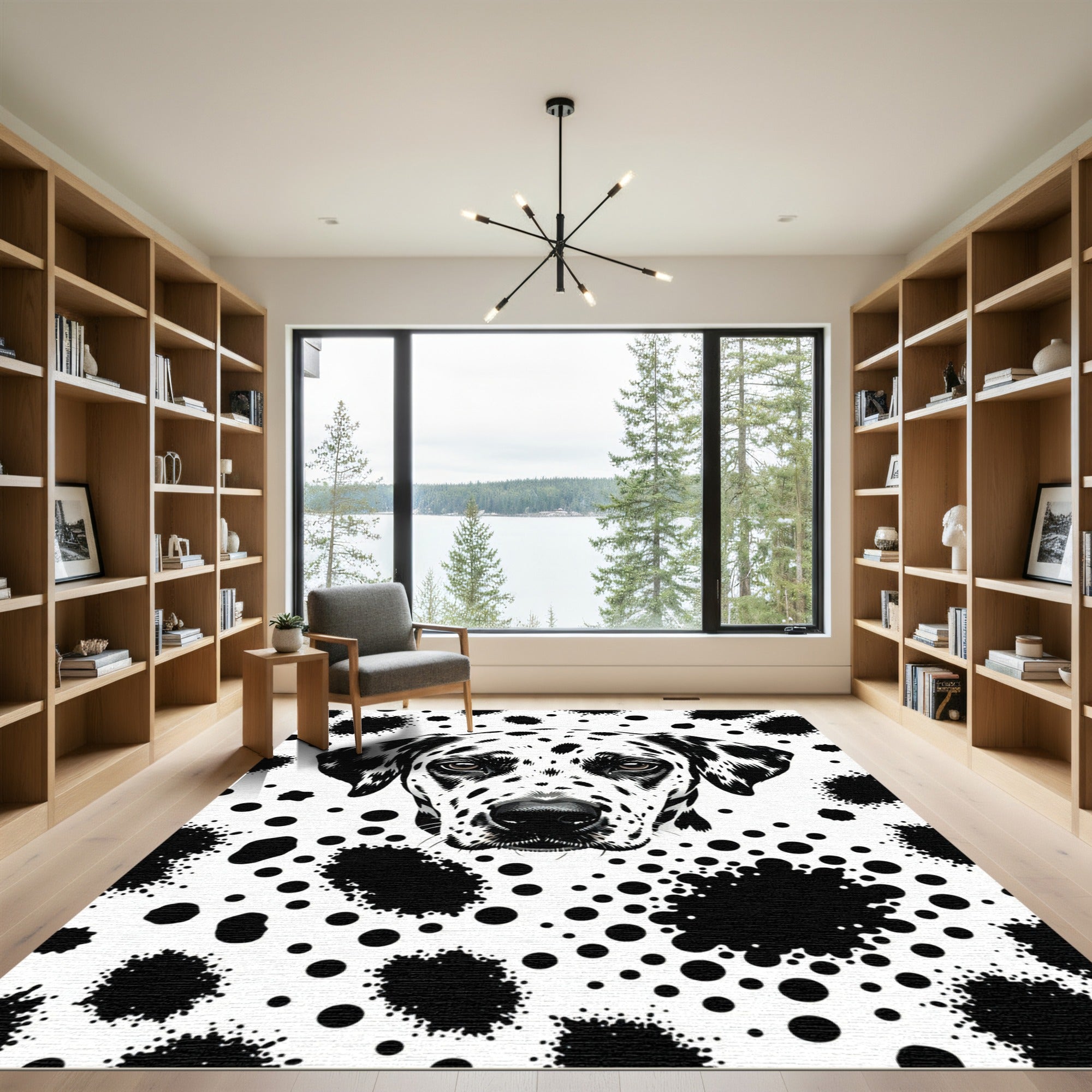 Dalmatian Spots Black White Abstract Rug