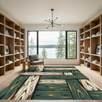 Modern Green and Cream Weave Rug