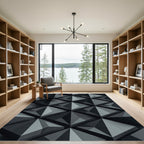 Charcoal Gray Interlocking Geometric Shards Rug