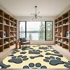Playful Cream and Charcoal Paw Bones Rug