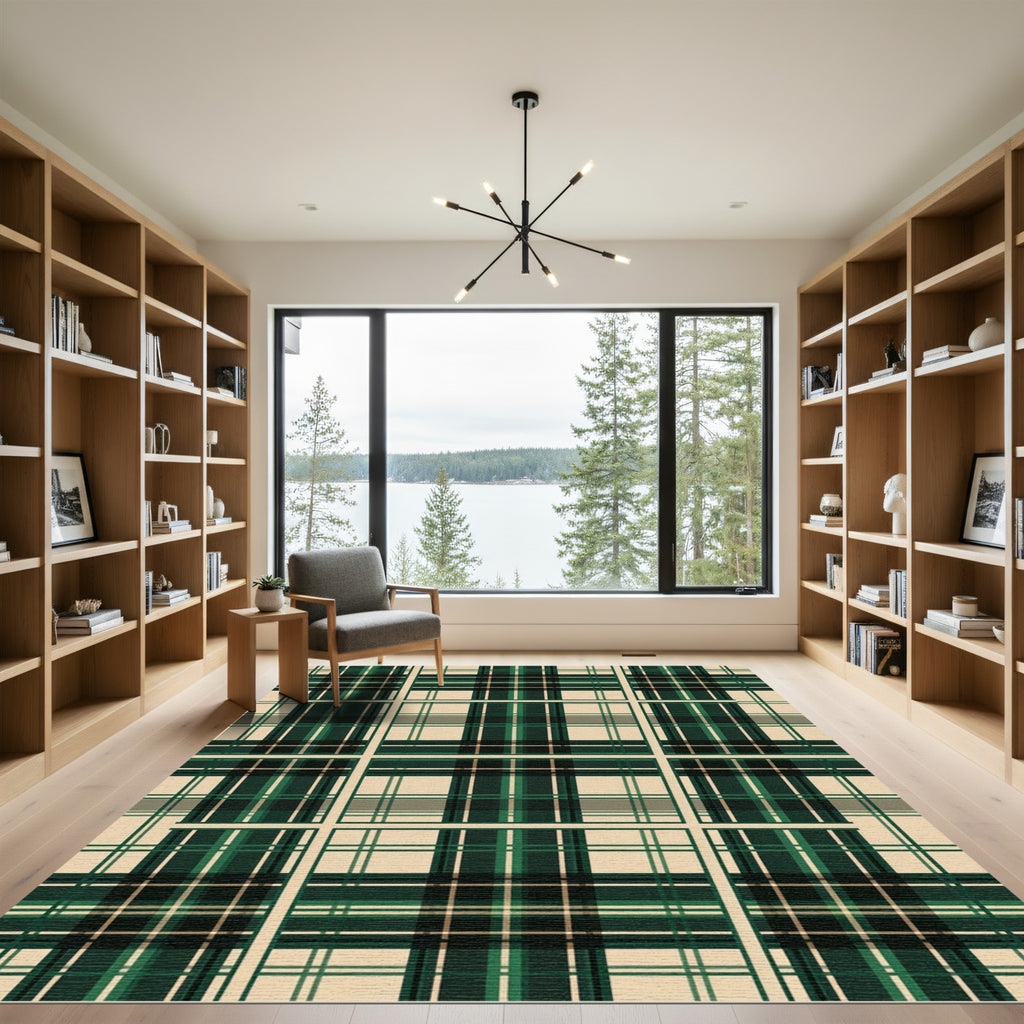 Emerald Green Forest Plaid Checkered Rug