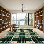 Emerald Green Forest Plaid Checkered Rug