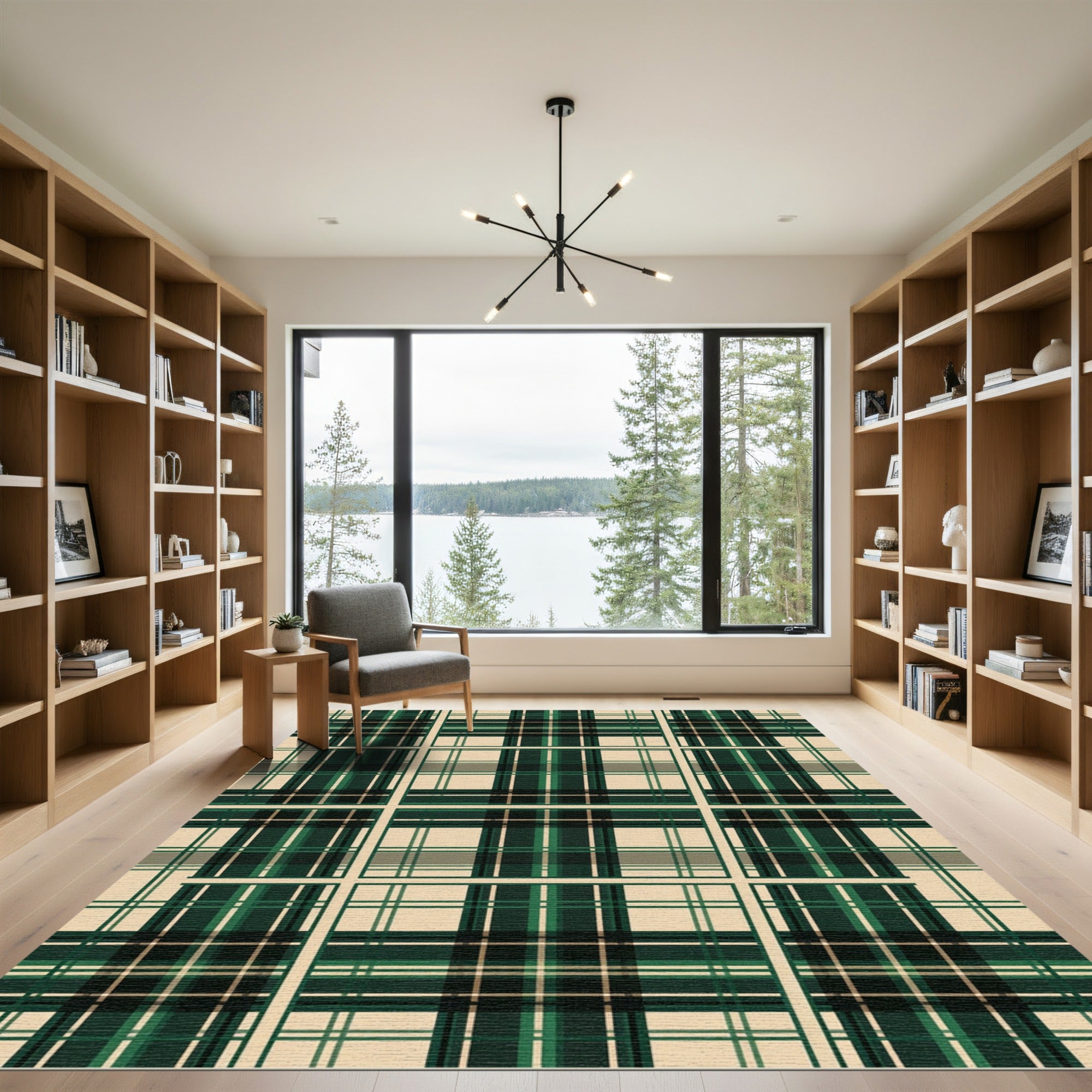 Emerald Green Forest Plaid Checkered Rug