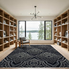 Intricate Silver Arabesque Interlocking Tessellation Rug