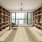 Sophisticated Taupe and Cream Vertical Stripe Rug