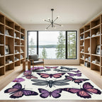 Enchanted Orchid and Lavender Butterfly Garden Rug