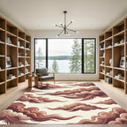 Ethereal Terracotta Cloud and Feather Art Rug