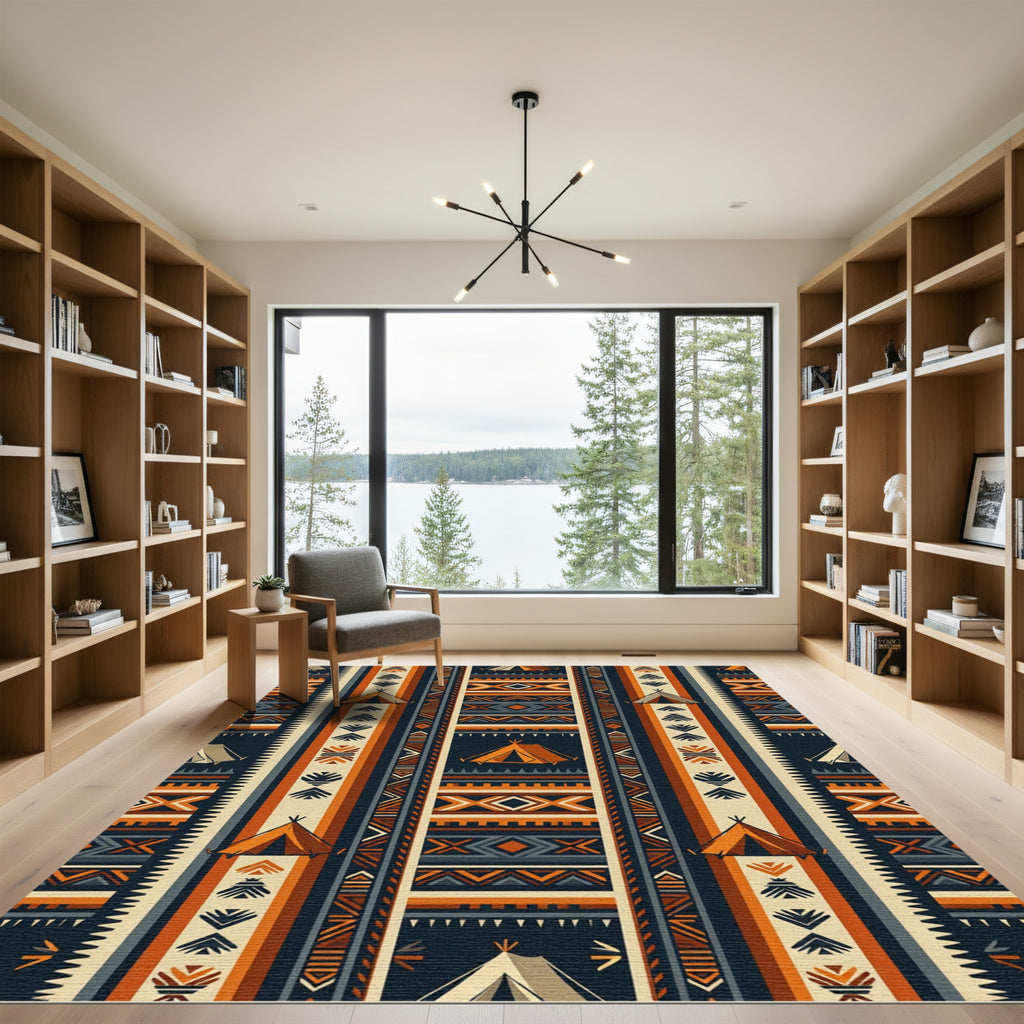 Terra Cotta Geometric Teepee Stripe Rug