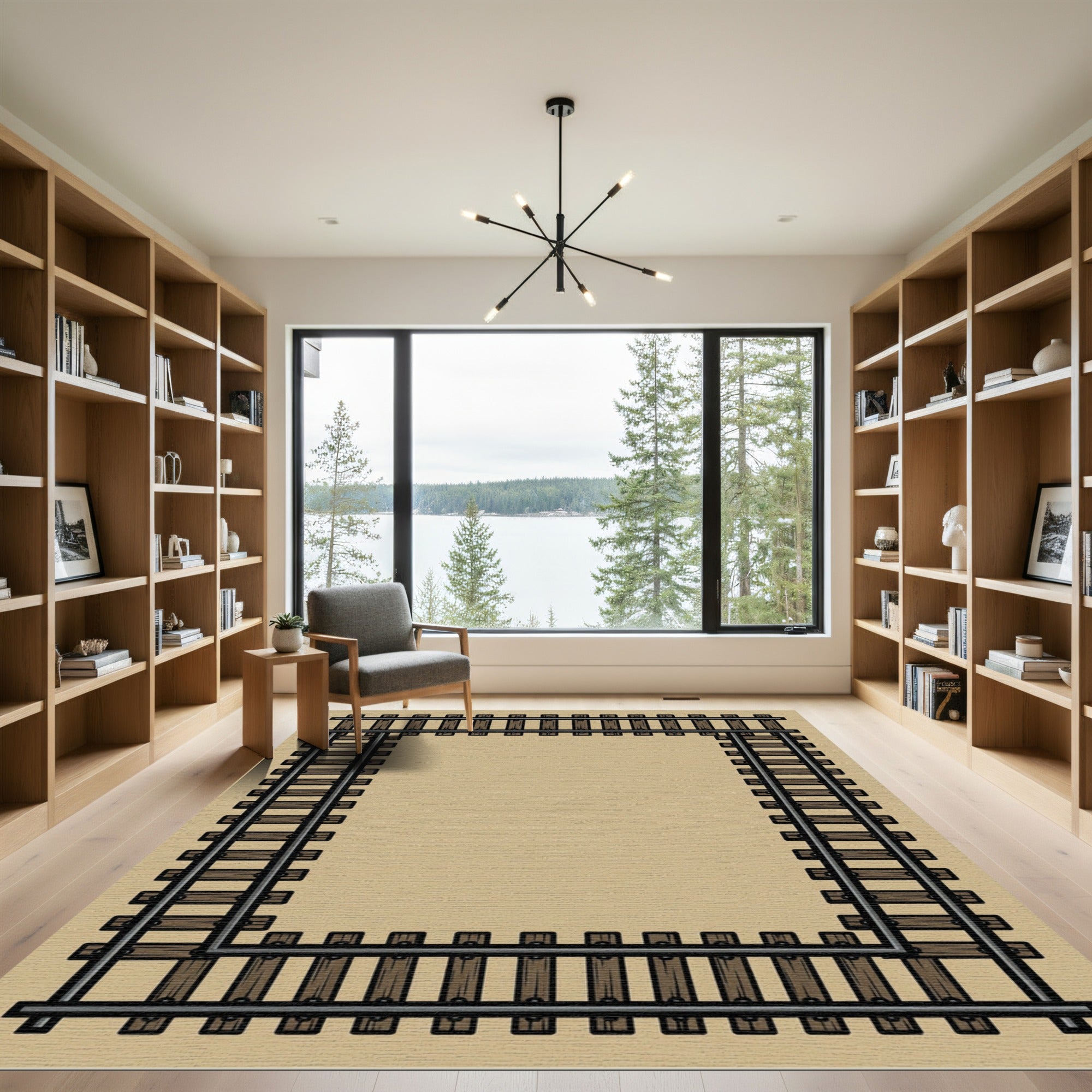 Rustic Railroad Tie Frame Accent Rug