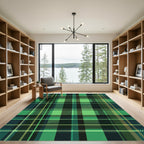 Emerald Green Tartan Plaid Square Rug