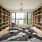 Urban Intersection Asphalt Geometric Rug