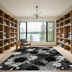 Monochrome Splatter Starburst Explosion Rug