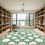 Modern Mint Geometric Honeycomb Grid Rug