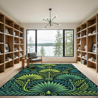 Emerald Green Tropical Fan Leaf Rug