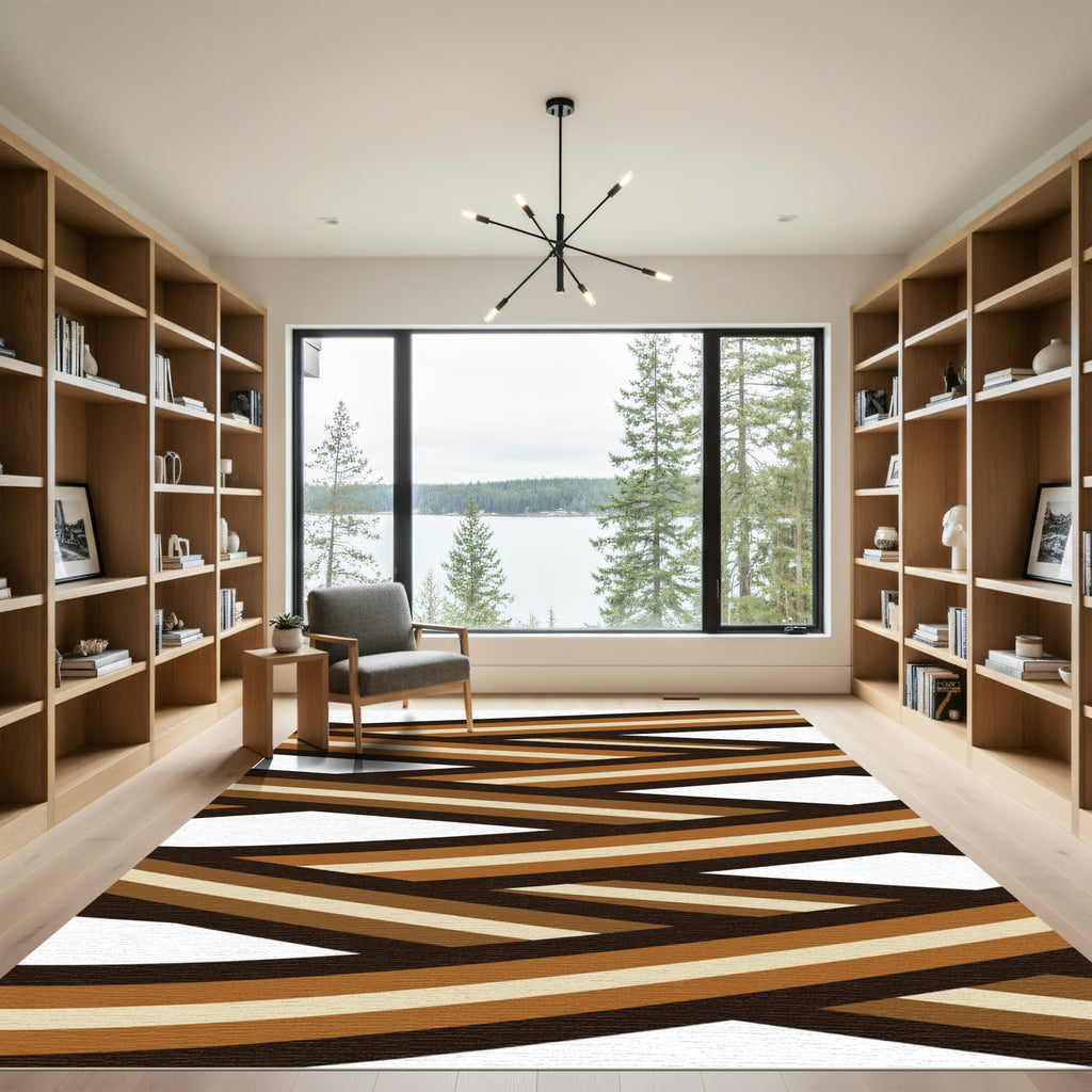 Earthy Tones Woven Geometric Lines Rug