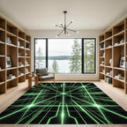 Glowing Neon Cyber Grid Matrix Rug