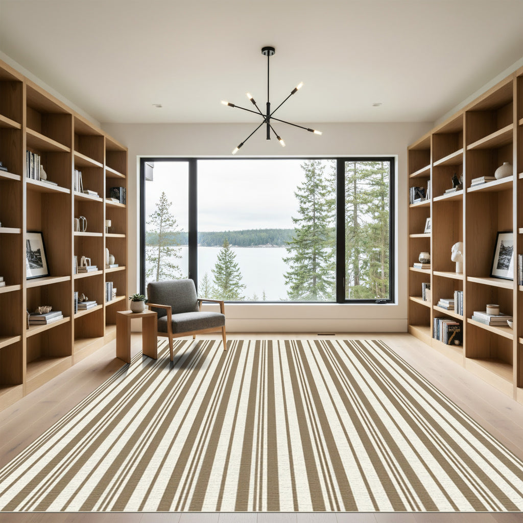Classic Neutral Stripe Arrangement Rug