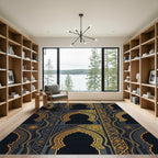 Ornate Black and Gold Archway Rug