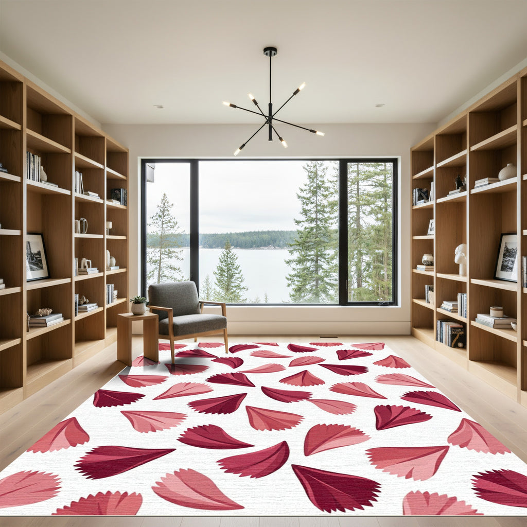 Crimson Pink Petal Scatter Rug