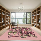 Elegant Pink and Golden Ribbon Bouquet Rug