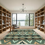 Earthy Tribal Geometric Chevron Rug