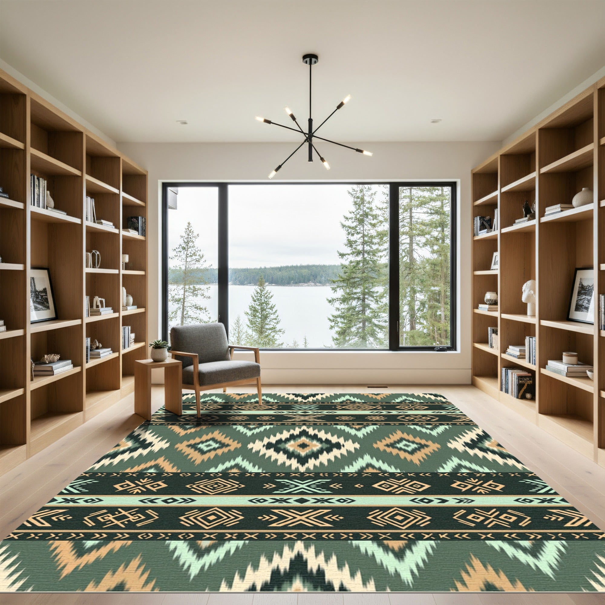 Earthy Tribal Geometric Chevron Rug