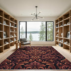 Elegant Copper Damask Scroll Rug