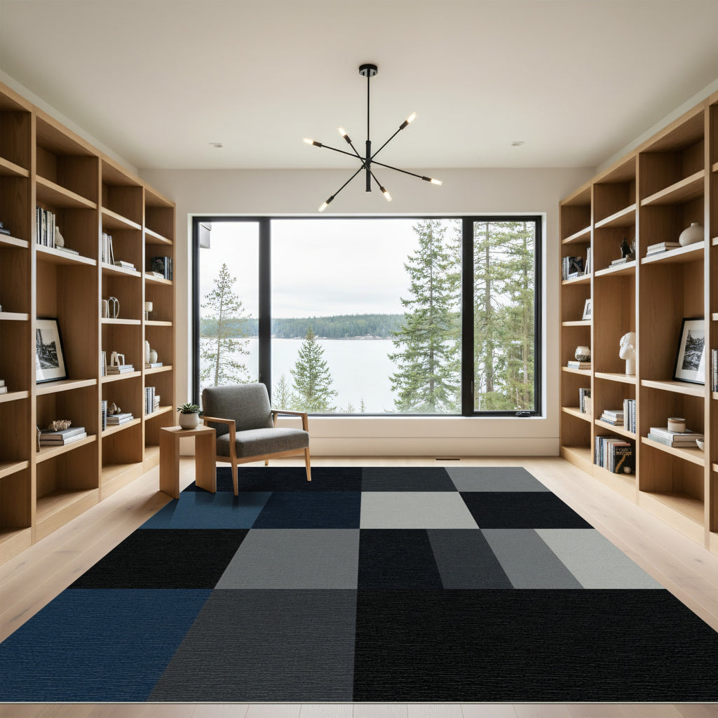 Monochromatic Geometric Square Composition Rug