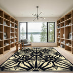 Monochrome Black and Beige Star Medallion Rug
