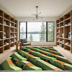 Green Orange Abstract Staircase Arrangement Rug