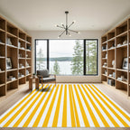 Minimalist Yellow and White Linear Stripe Rug