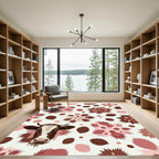 Brown White Cow Whimsical Floral Rug