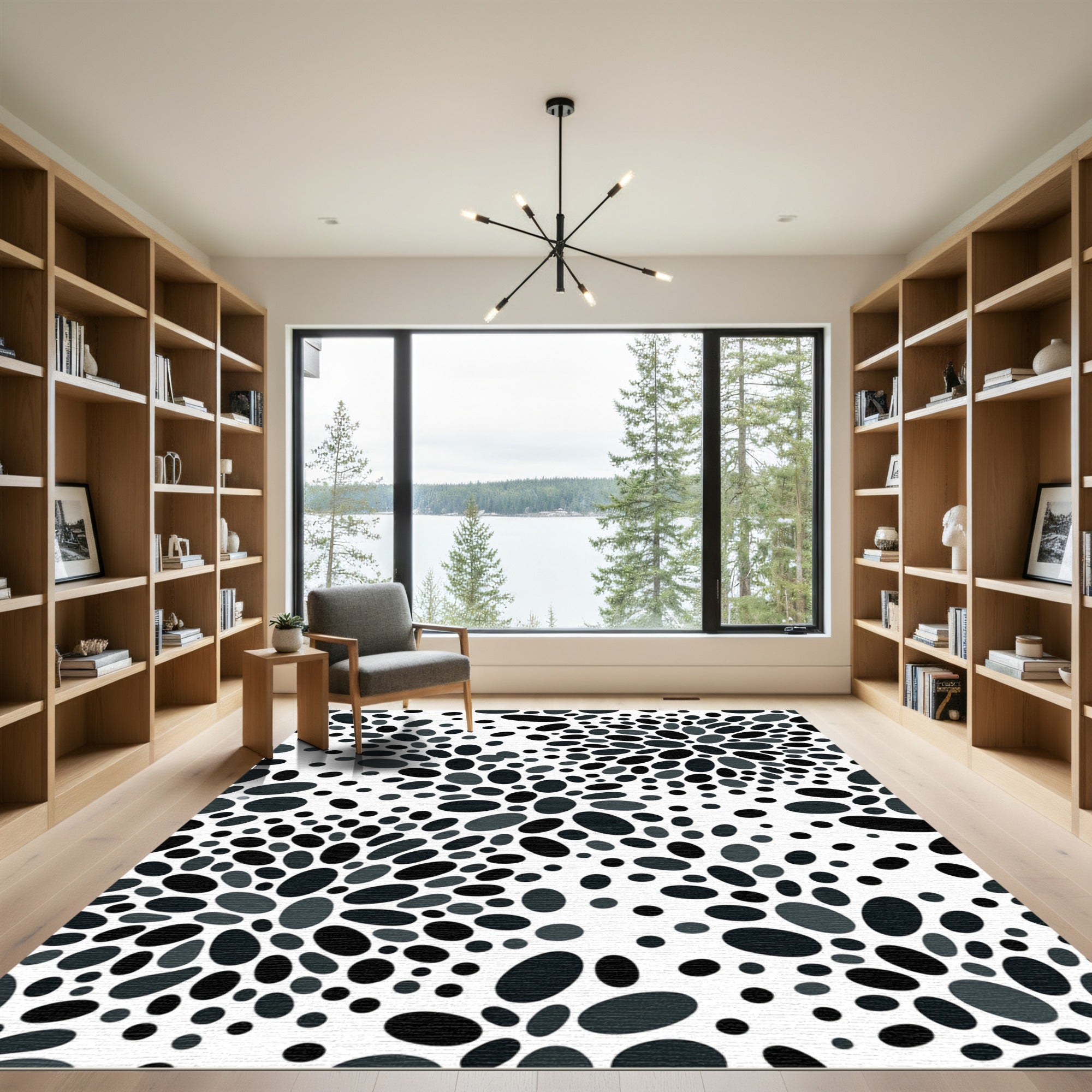 Monochromatic Oval Burst Abstract Rug