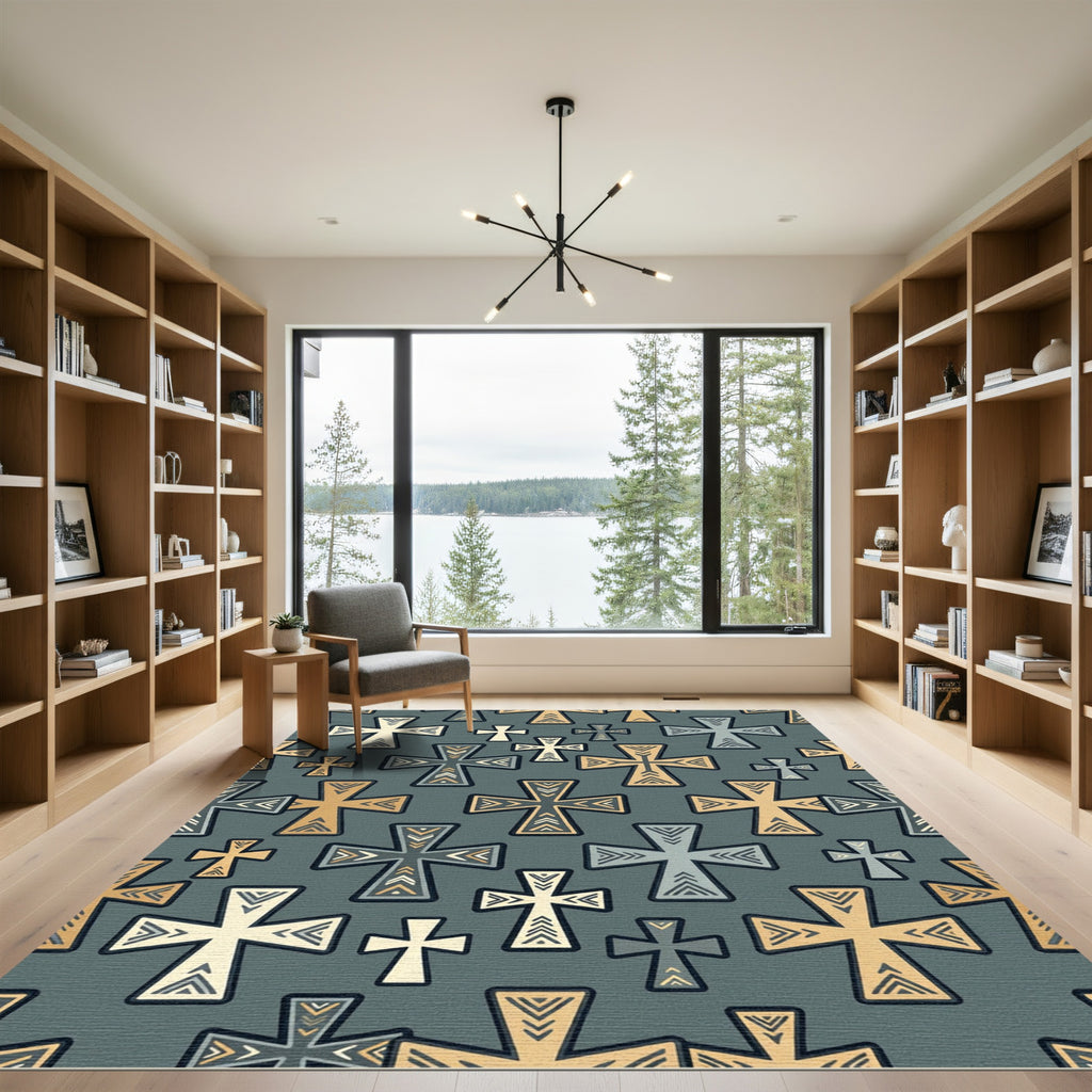 Rustic Geometric Cross Collection Rug